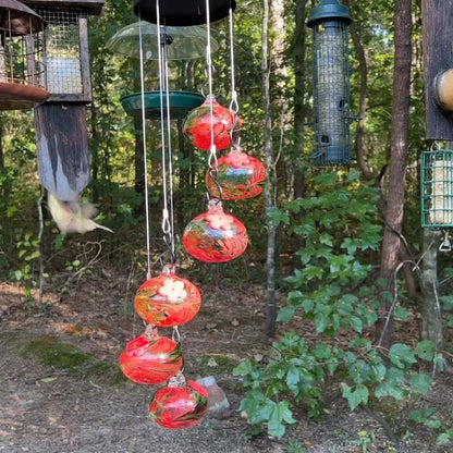 Outdoor Decor – Elegant Wind Chimes and Handmade Glass Hummingbird Feeder