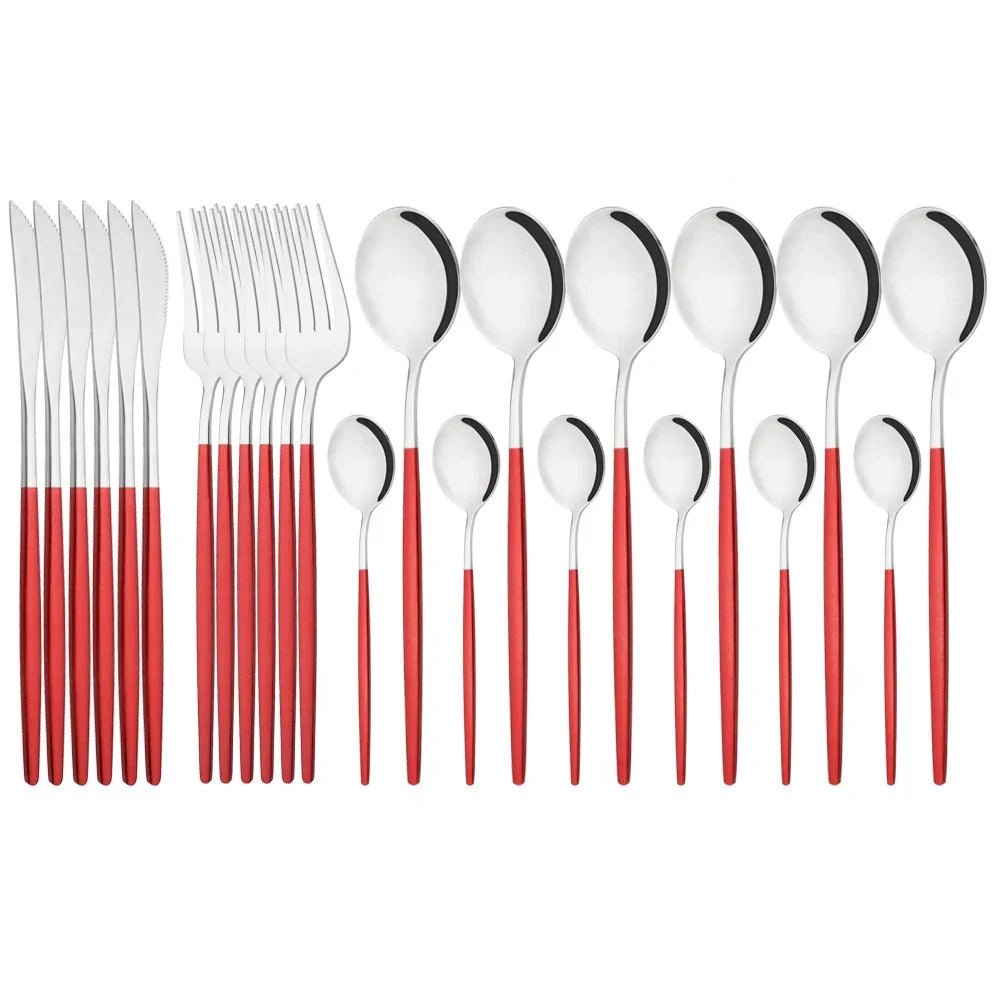 Stylish Pink Stainless Steel Utensil Set for Comfortable Dining