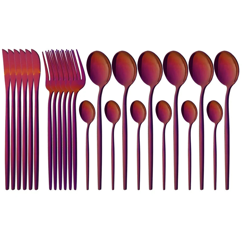 Stylish Pink Stainless Steel Utensil Set for Comfortable Dining