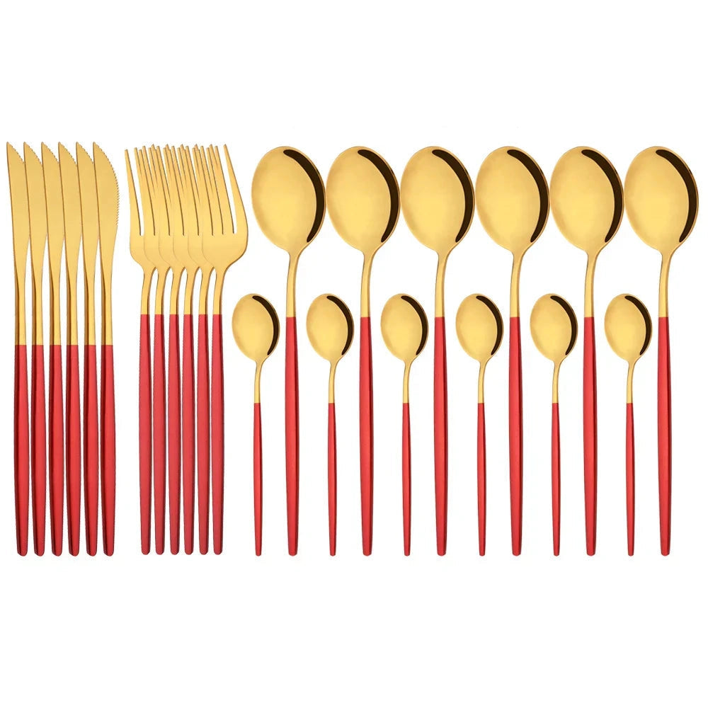 Stylish Pink Stainless Steel Utensil Set for Comfortable Dining