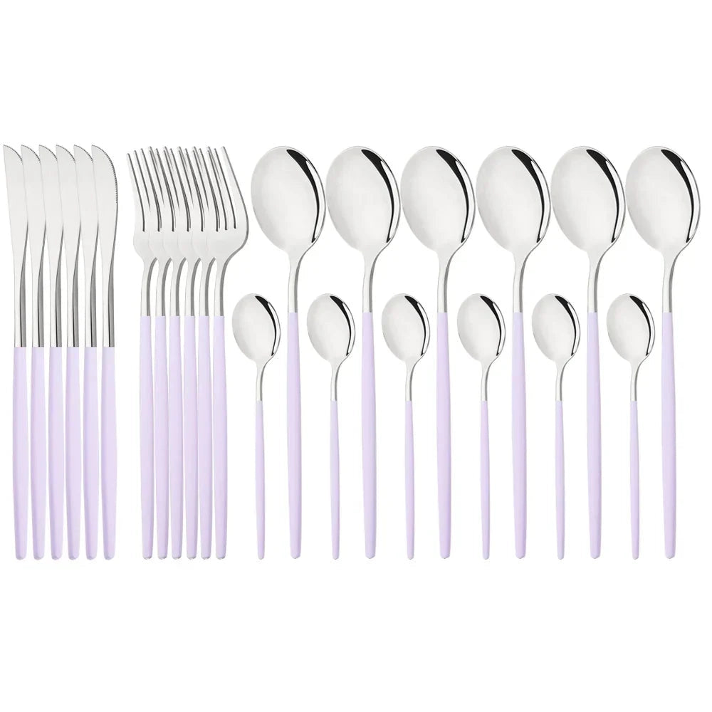 Stylish Pink Stainless Steel Utensil Set for Comfortable Dining