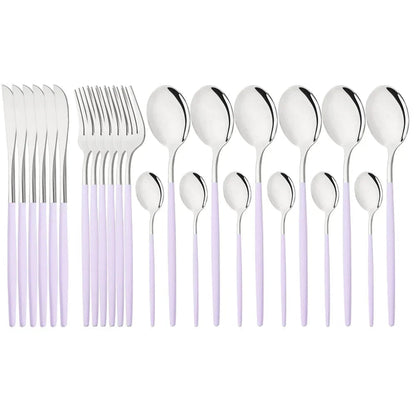 Stylish Pink Stainless Steel Utensil Set for Comfortable Dining