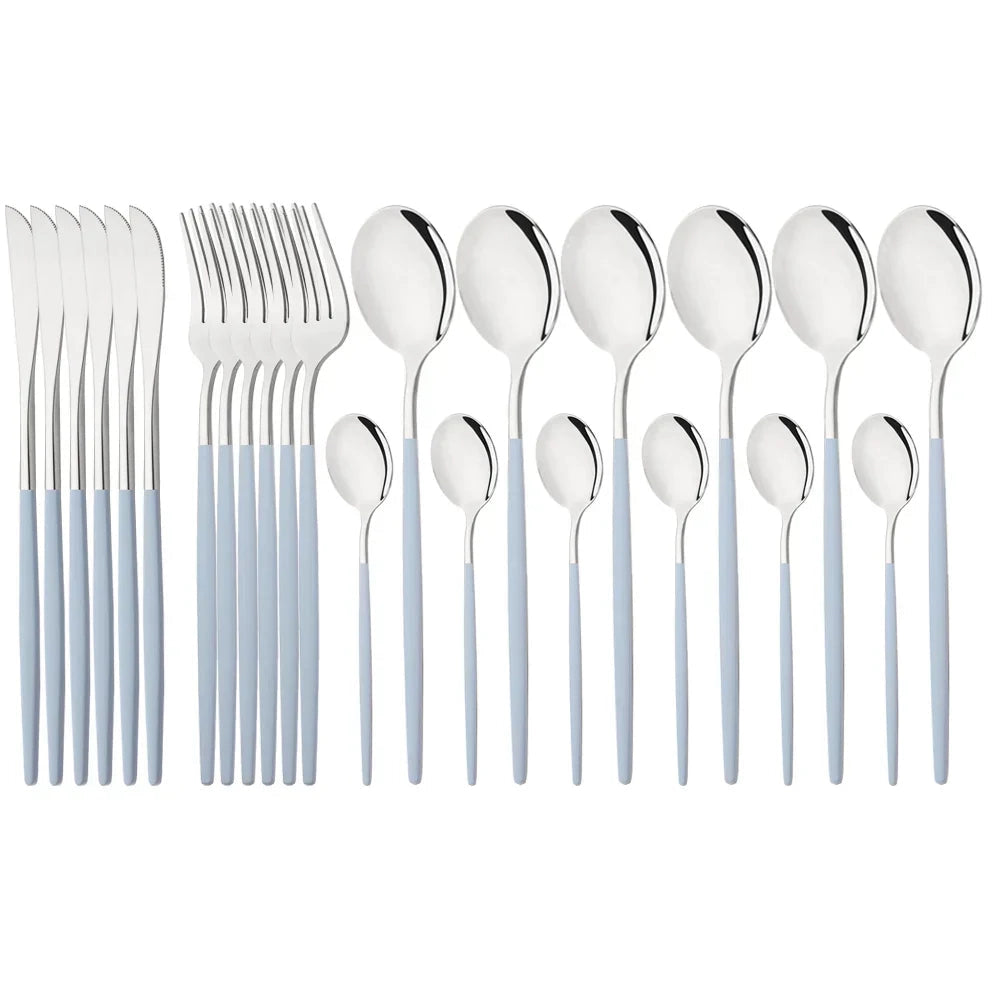 Stylish Pink Stainless Steel Utensil Set for Comfortable Dining