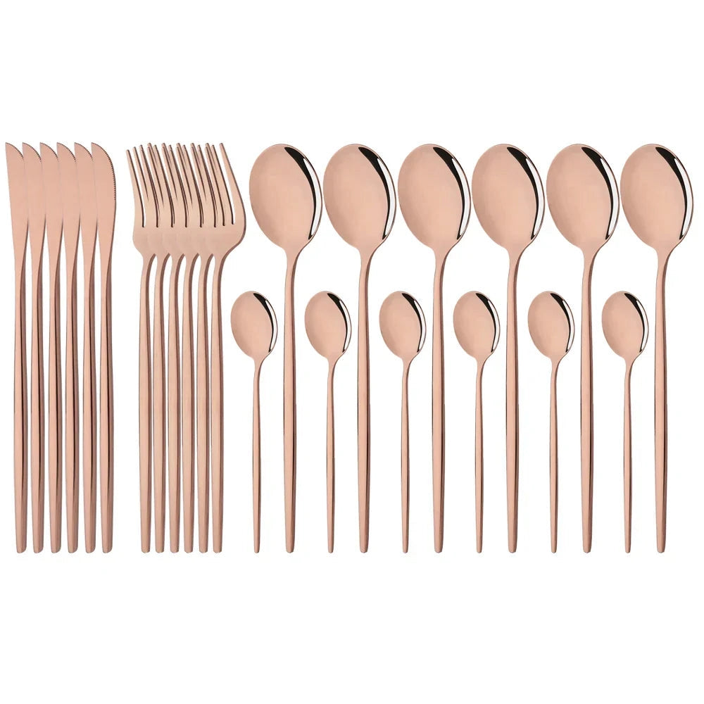Stylish Pink Stainless Steel Utensil Set for Comfortable Dining