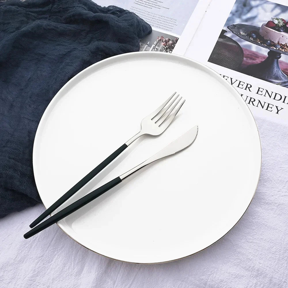 Stylish Pink Stainless Steel Utensil Set for Comfortable Dining