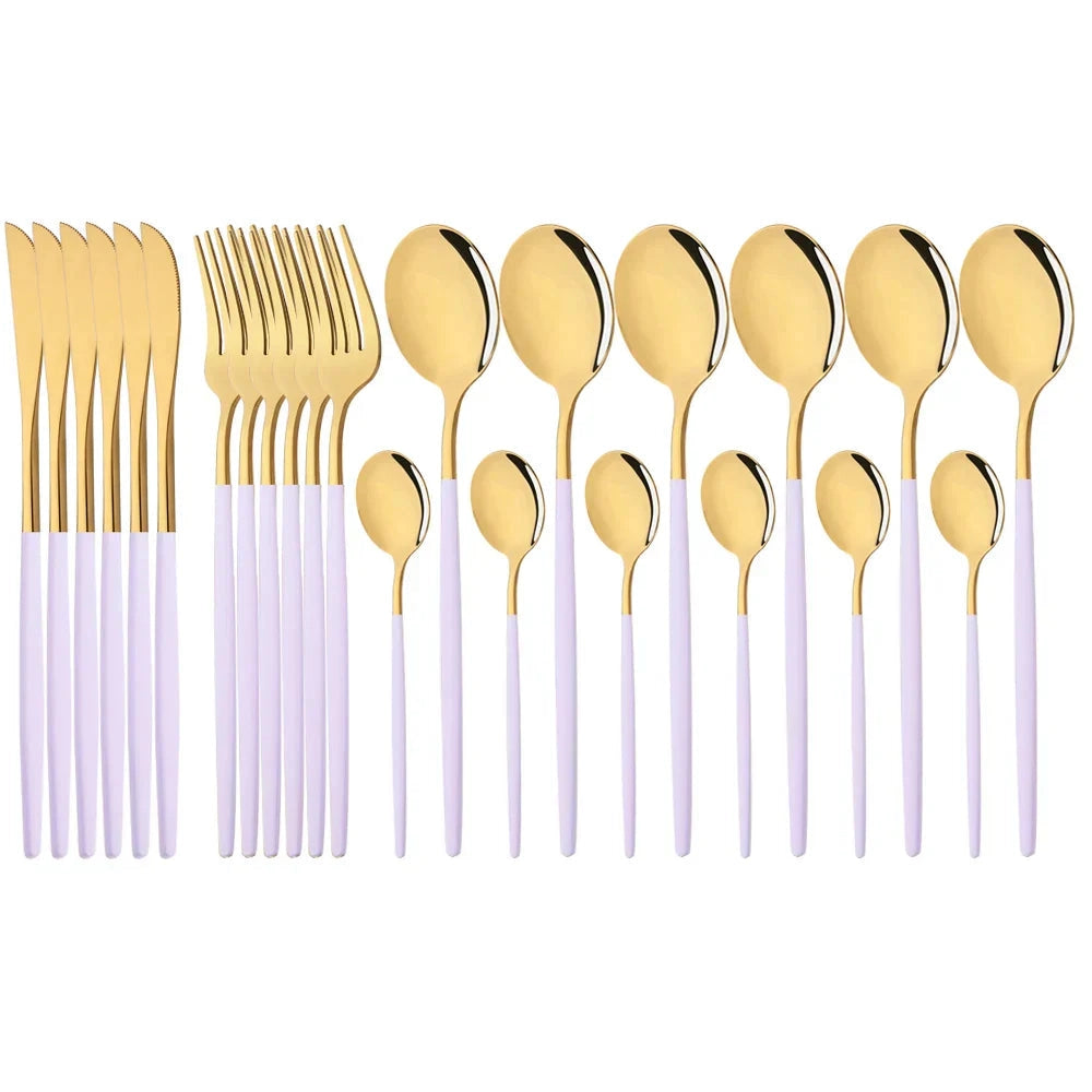 Stylish Pink Stainless Steel Utensil Set for Comfortable Dining