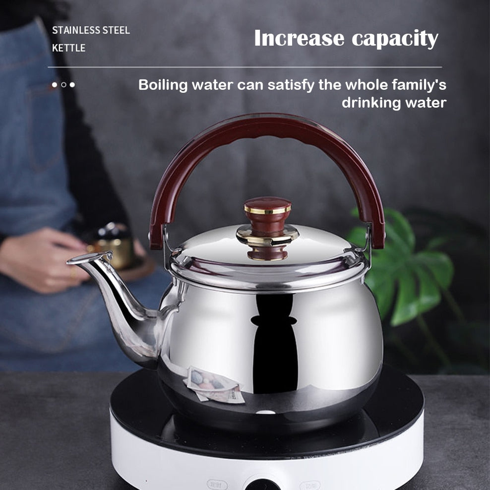 Safe Pouring Whistling Kettle in Stainless Steel - Ergonomic and Durable