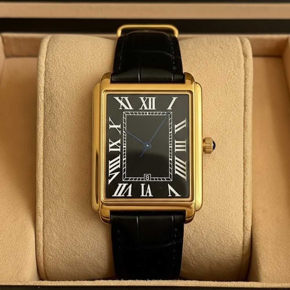 Stylish Men's Dress Watch Featuring Roman Numerals and Adjustable Strap