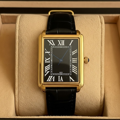 Stylish Men's Dress Watch Featuring Roman Numerals and Adjustable Strap