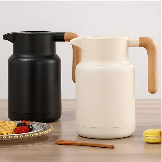 Wooden Handle Insulated Carafe – Ideal for Hot and Cold Drinks