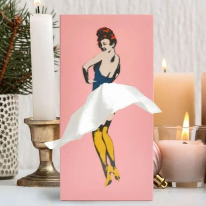 Charming Tissue Dispenser with Flowing Fabric and Secure Base