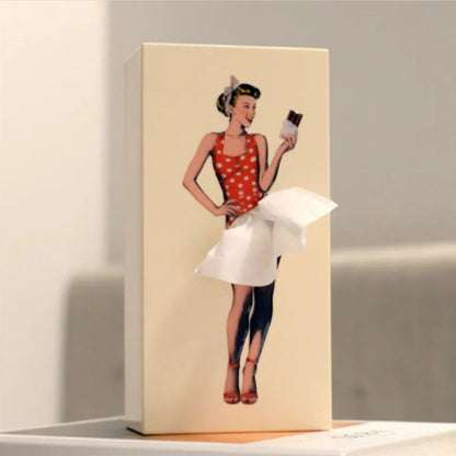 Charming Tissue Dispenser with Flowing Fabric and Secure Base