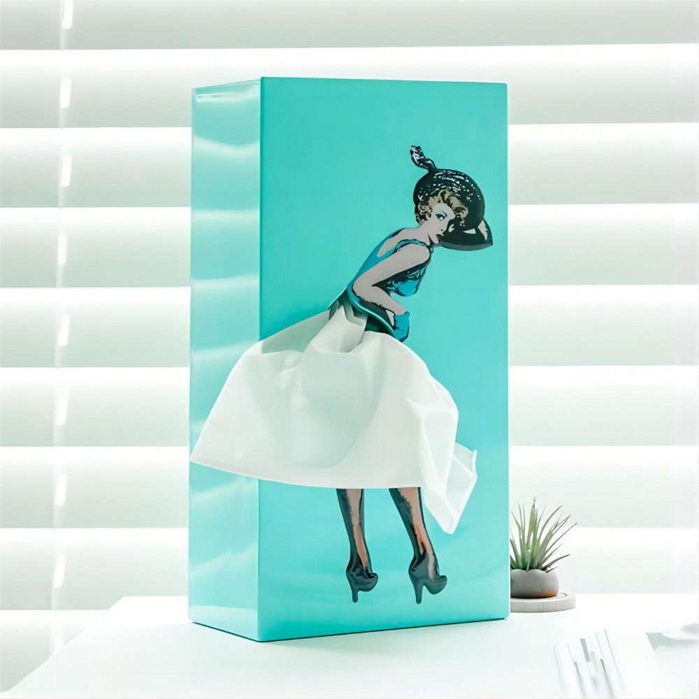 Charming Tissue Dispenser with Flowing Fabric and Secure Base