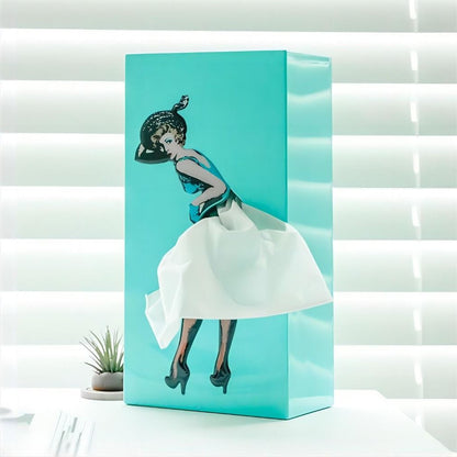 Charming Tissue Dispenser with Flowing Fabric and Secure Base
