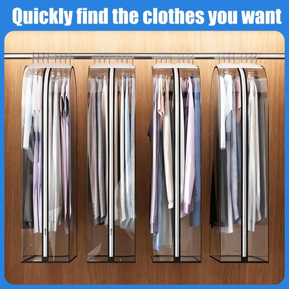 Set of 3 Transparent Clothing Covers with Zip Closure for Dust Shielding
