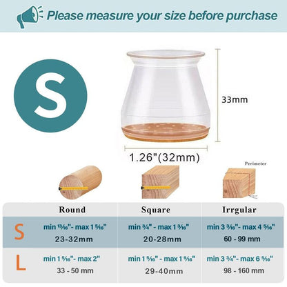 Chair Leg Protectors in Silicone with Integrated Felt Pads for Smooth Mobility