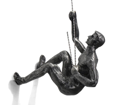 Modern Industrial Wall Art – Climbing Figure in Resin and Iron Wire