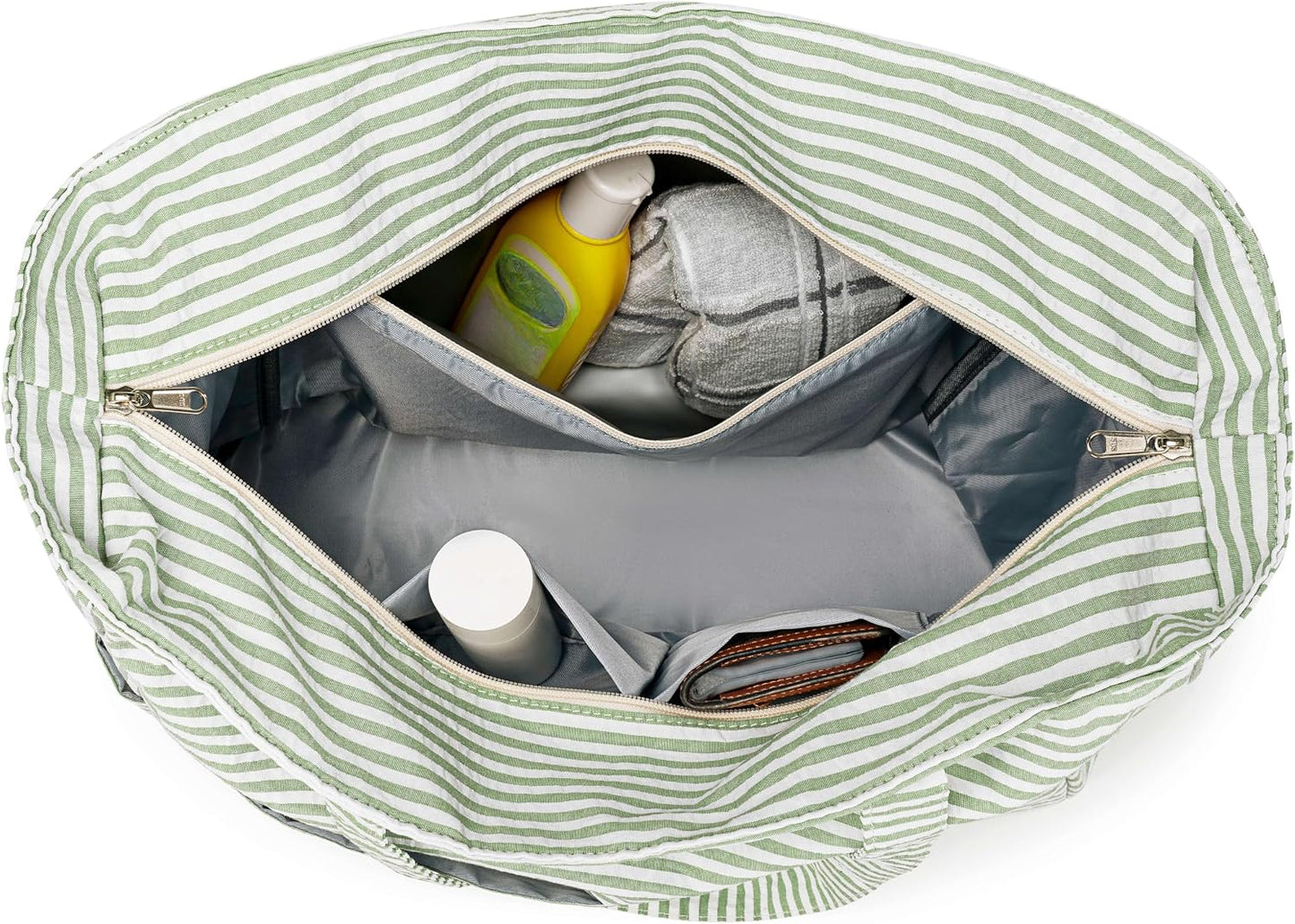 Water-Resistant Travel Tote Bag with Zippered Pocket for Gym and Beach
