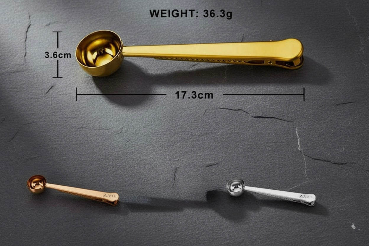Dual-Function Tea Measure and Clip for Freshness