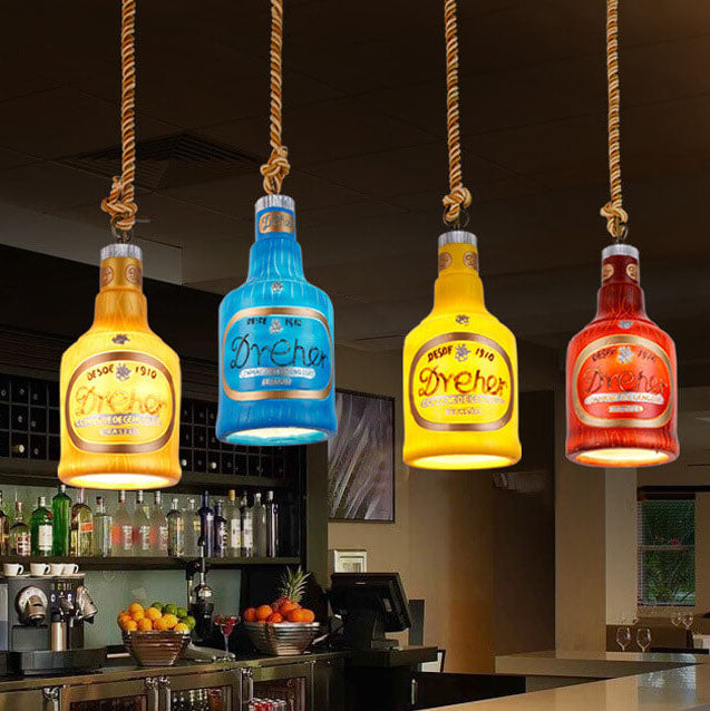 Industrial Style Resin Pendant Light Fixture in Bold Colors