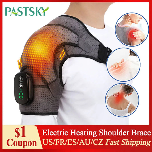 Adjustable Heat and Vibration Shoulder Support – Ergonomic Pain Relief
