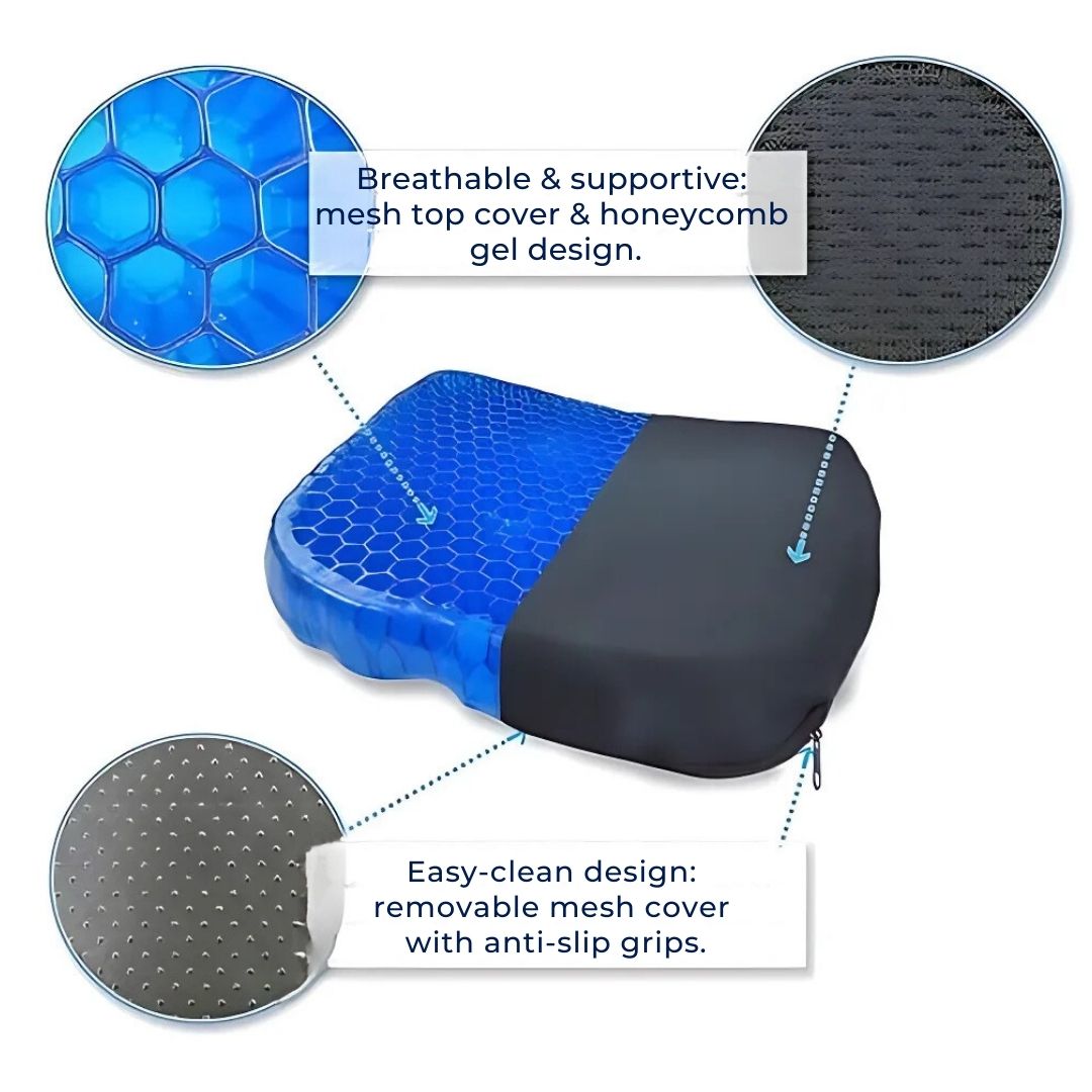 Lightweight Gel Support Cushion for Tailbone Pain Relief - Ergonomic Design