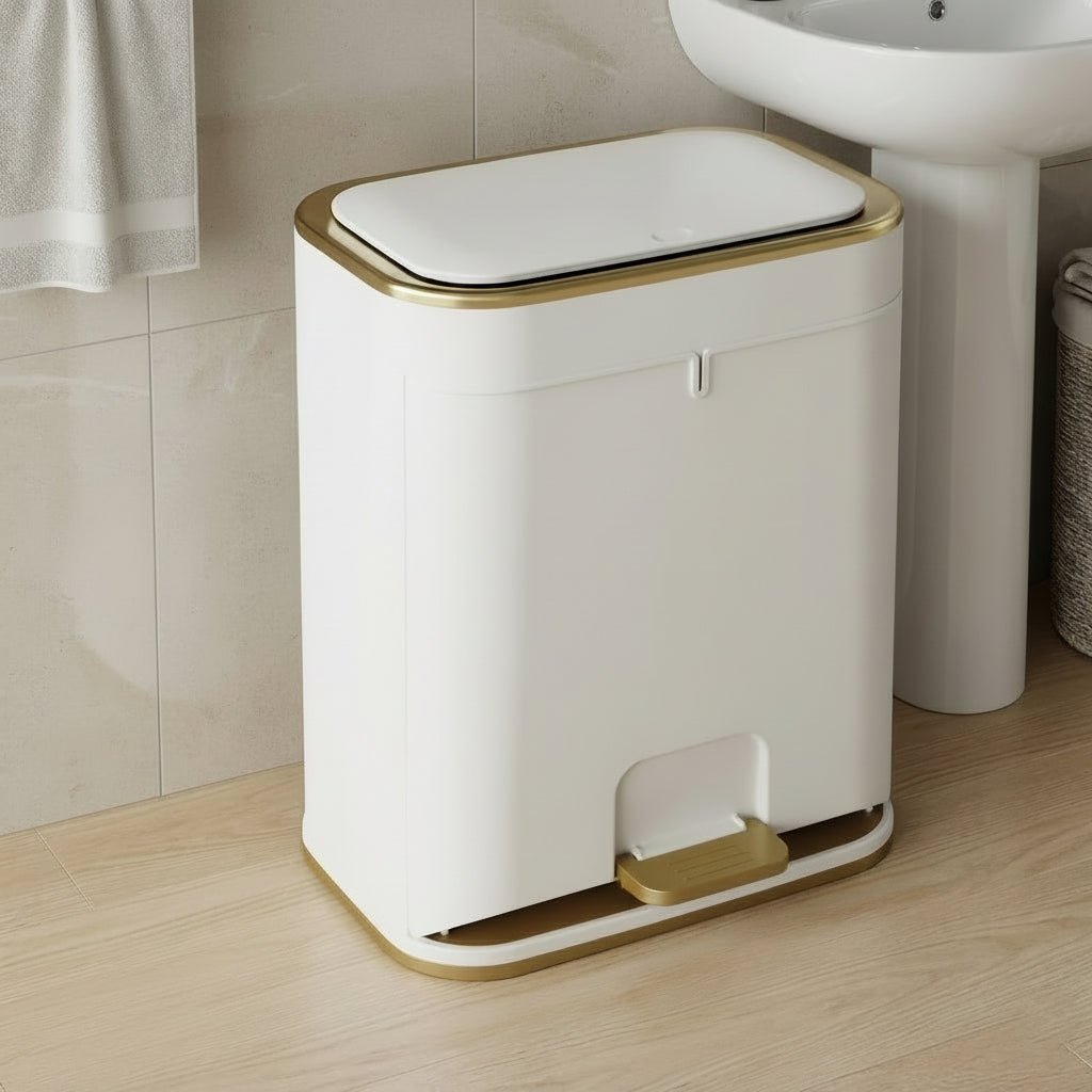 Compact Trash Can with Odor-Control Lid for Clean Bathrooms