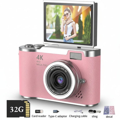 Travel-Friendly 48MP Camera with 4K Video for Selfies and Photos
