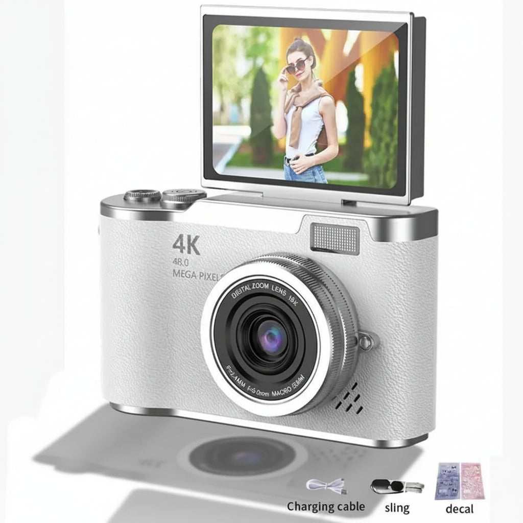 Travel-Friendly 48MP Camera with 4K Video for Selfies and Photos