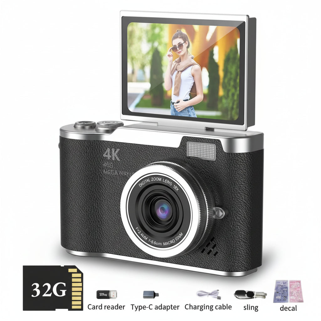 Travel-Friendly 48MP Camera with 4K Video for Selfies and Photos