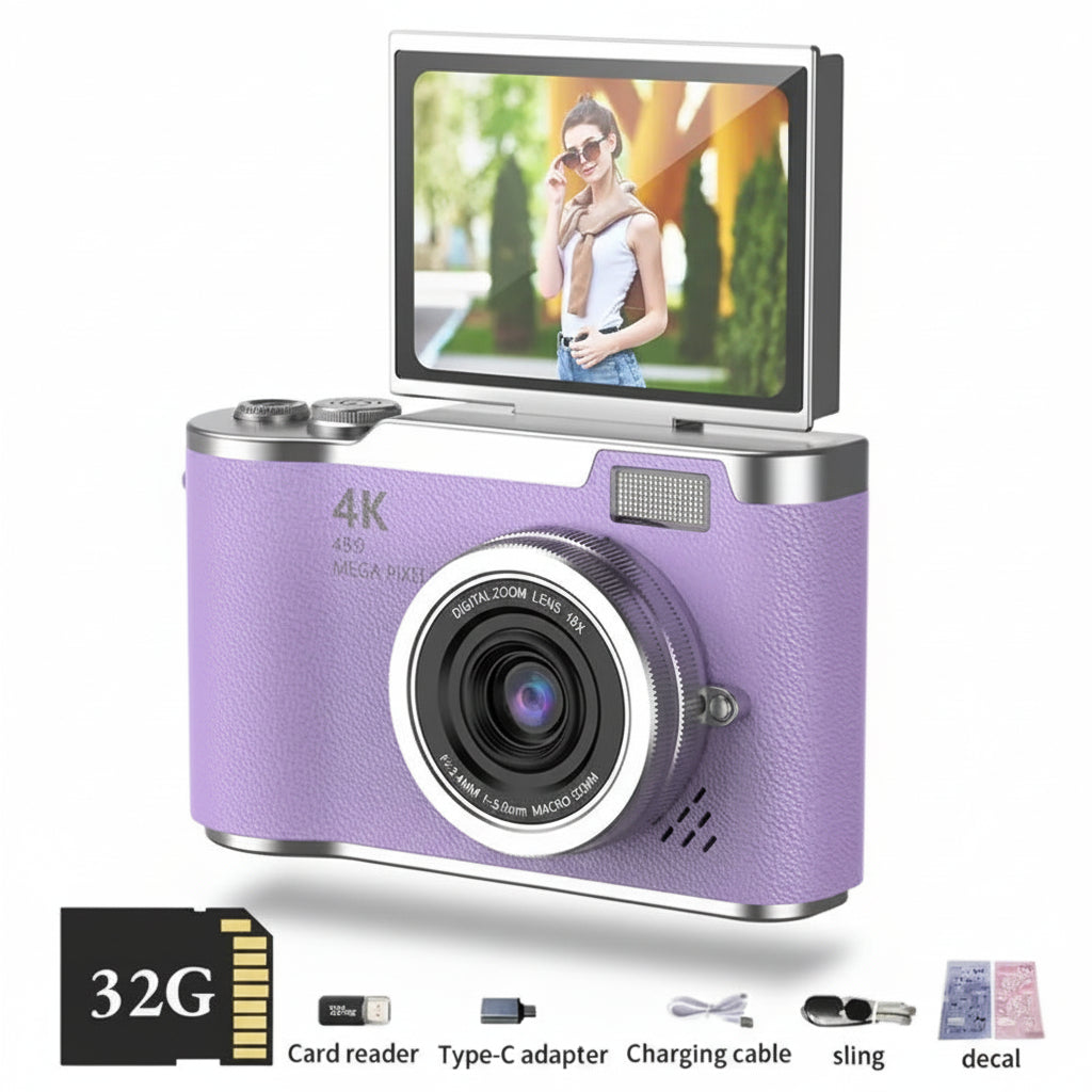 Travel-Friendly 48MP Camera with 4K Video for Selfies and Photos