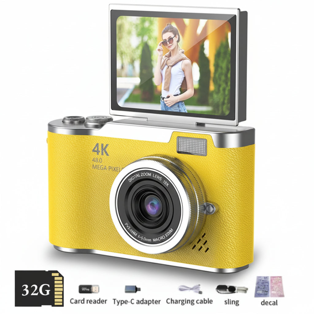 Travel-Friendly 48MP Camera with 4K Video for Selfies and Photos