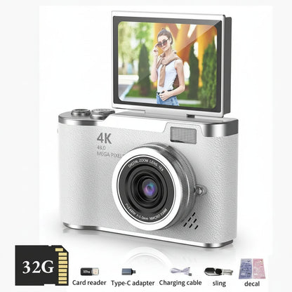 Travel-Friendly 48MP Camera with 4K Video for Selfies and Photos