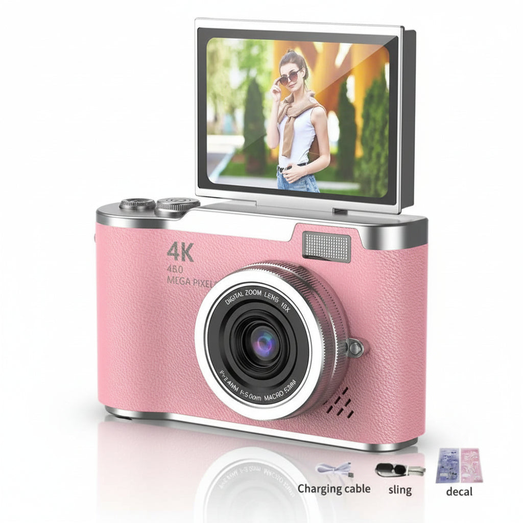 Travel-Friendly 48MP Camera with 4K Video for Selfies and Photos