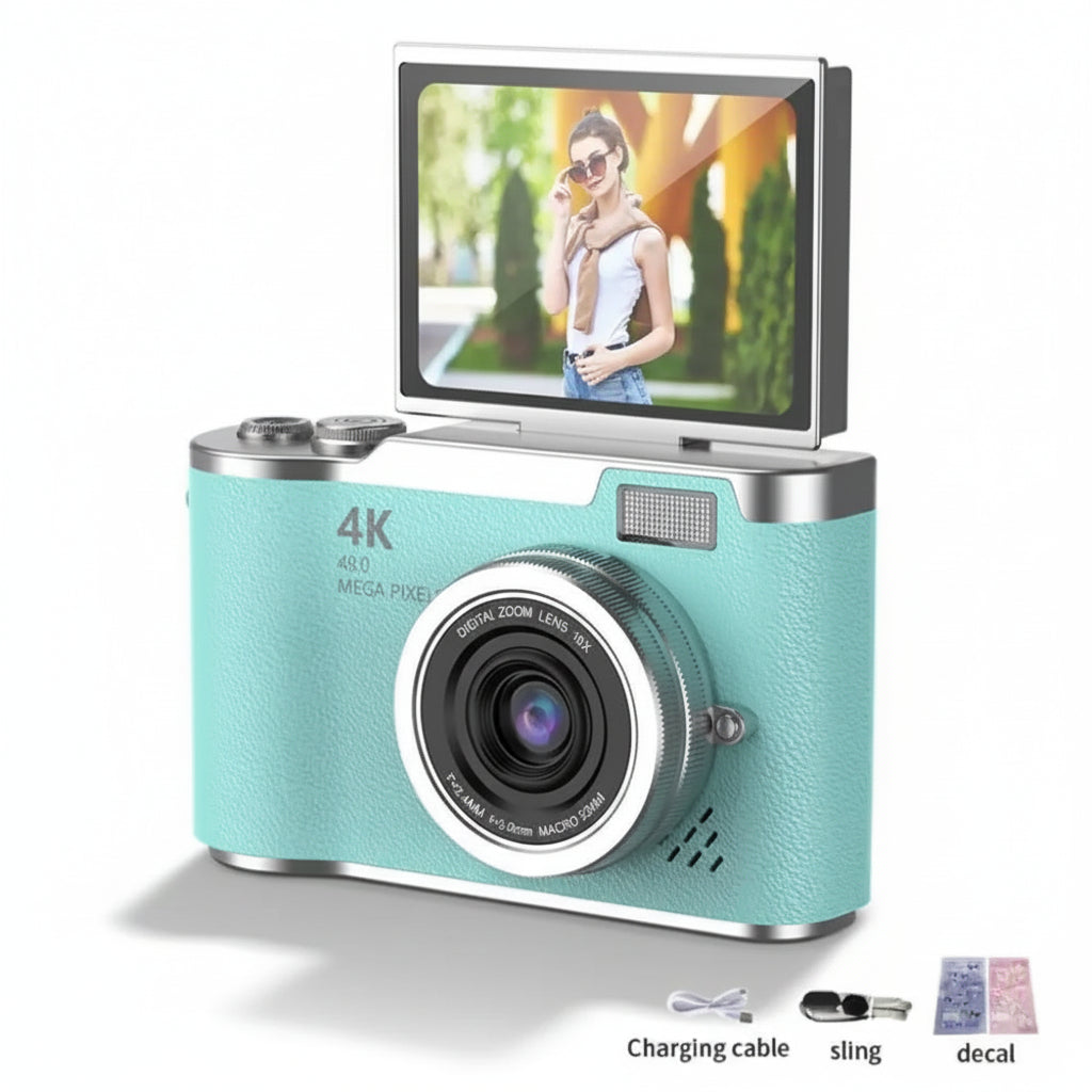 Travel-Friendly 48MP Camera with 4K Video for Selfies and Photos