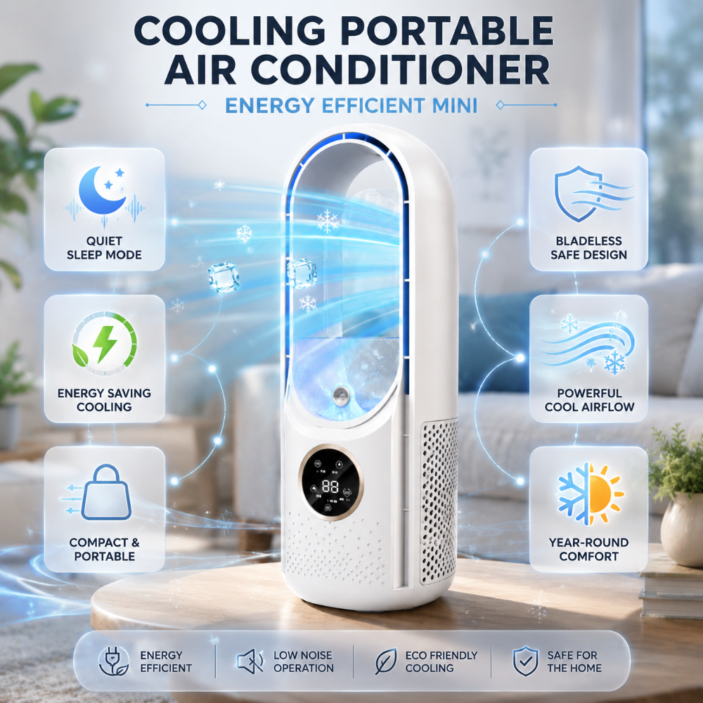 Personal Cooling Device - Compact Bladeless Air Conditioner for Quiet Use