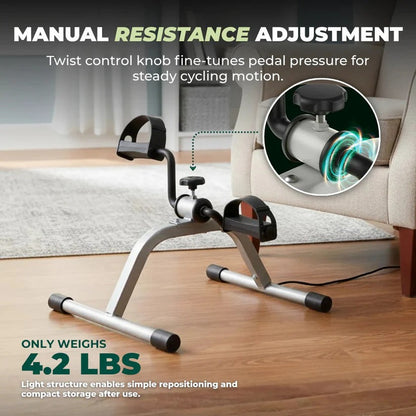Quiet Home Gym Pedal Exerciser with Adjustable Resistance for Arms and Legs