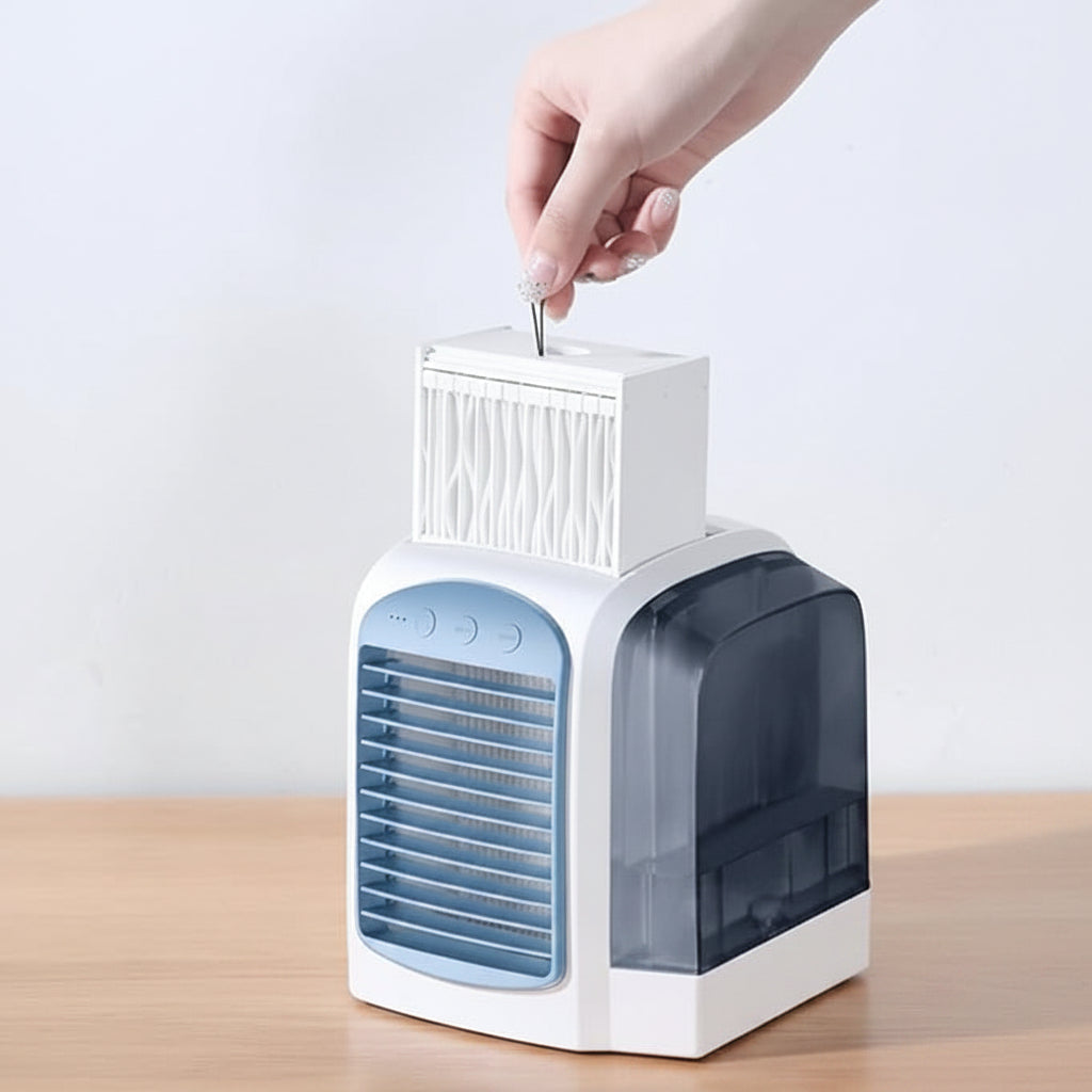 Compact Evaporative Fan with Digital Display for Small Spaces