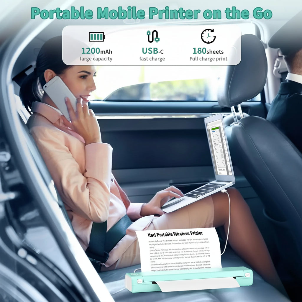 Portable Thermal Printer with Bluetooth for Wireless Printing On-the-Go