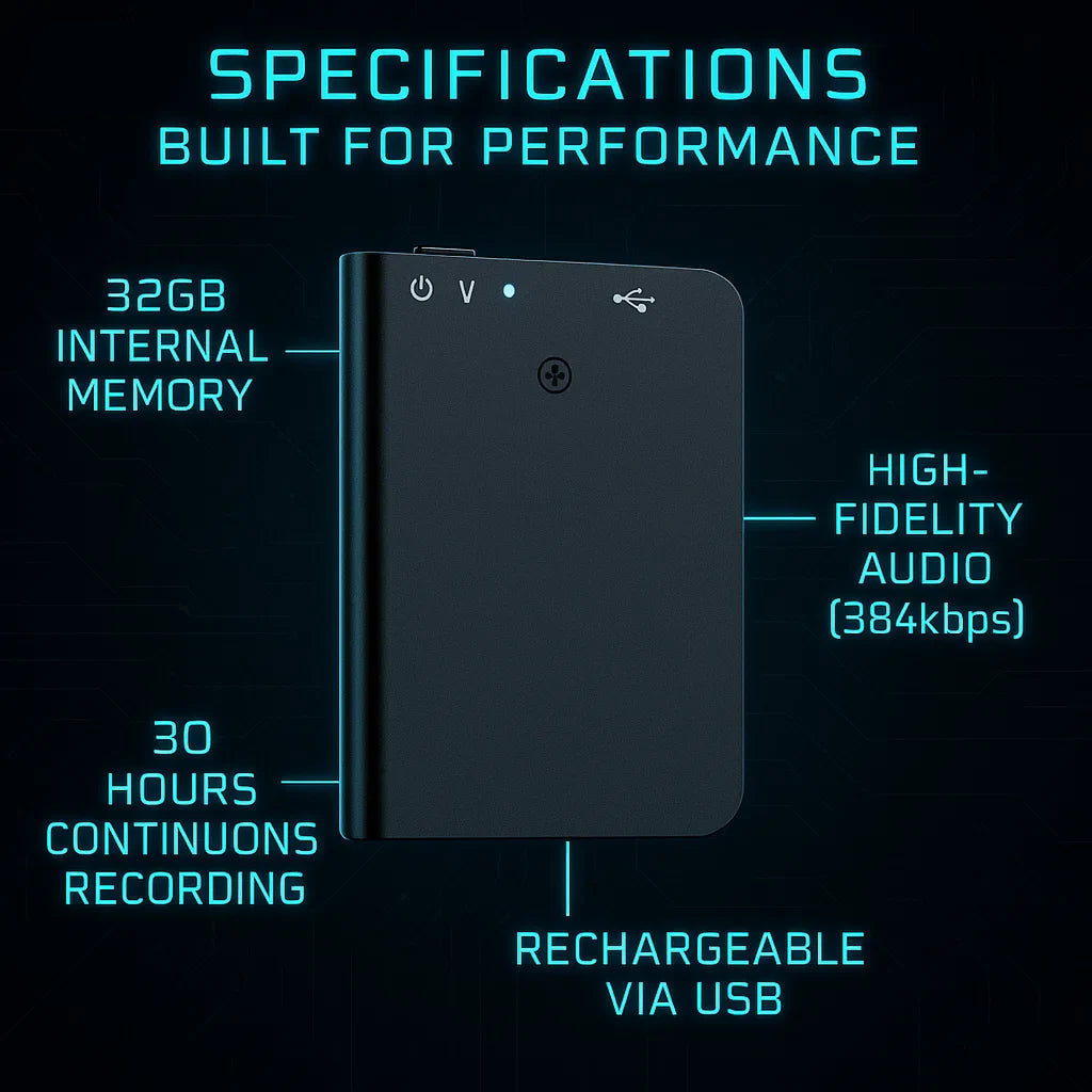 Compact Voice Recorder with Sound Activation | Stealthy Design for Simple Use