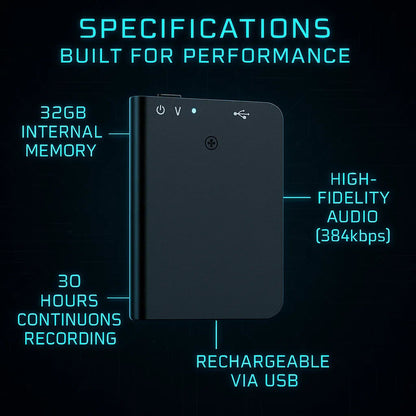 Compact Voice Recorder with Sound Activation | Stealthy Design for Simple Use