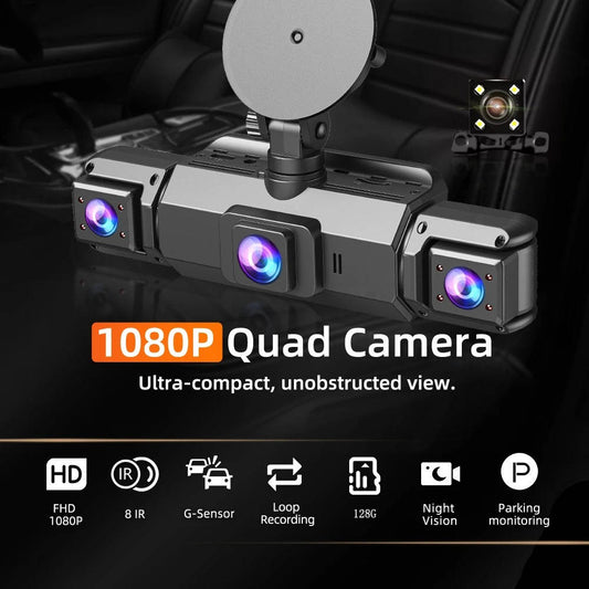 4 HD Vehicle Cameras Kit with Night Vision – Wireless Dash Recorder