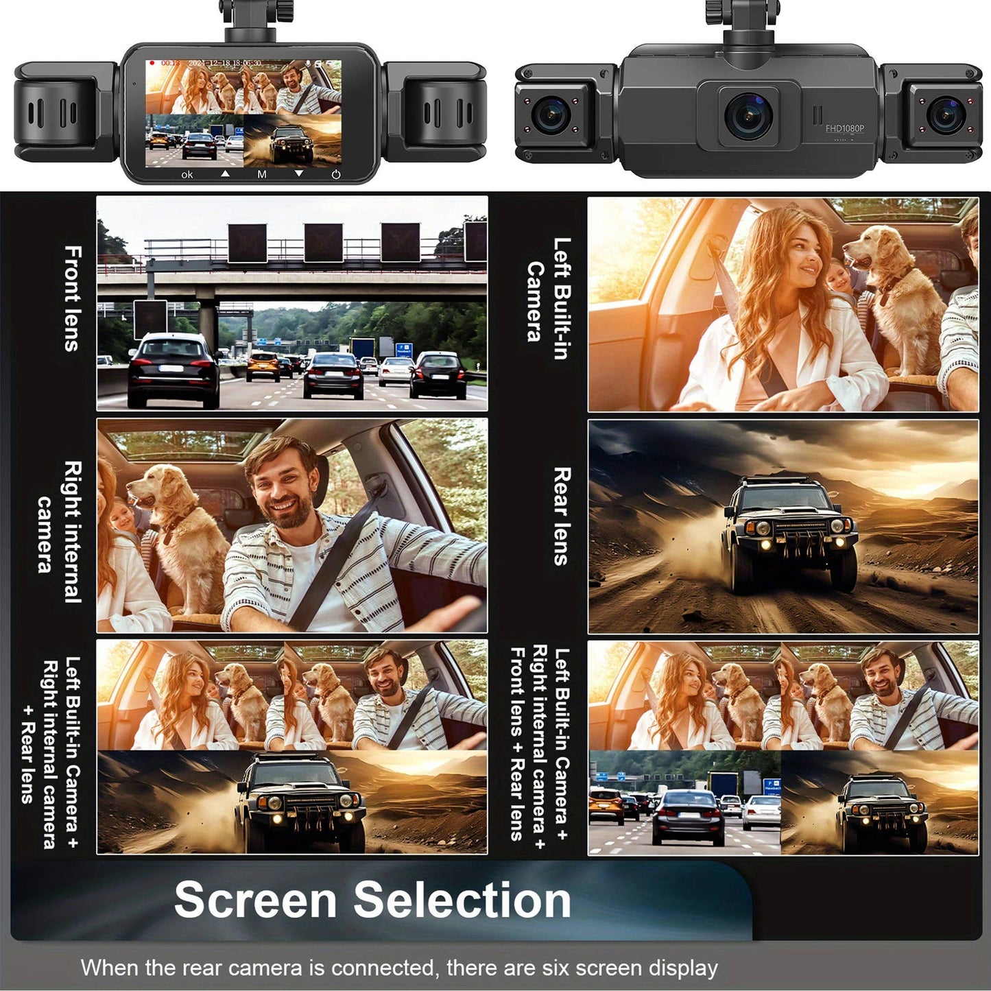 4 HD Vehicle Cameras Kit with Night Vision – Wireless Dash Recorder