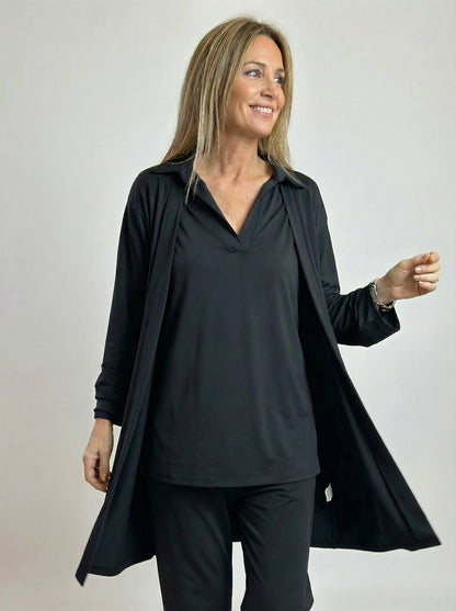 Chic V-Neck Polo Top with Short Sleeves for Women