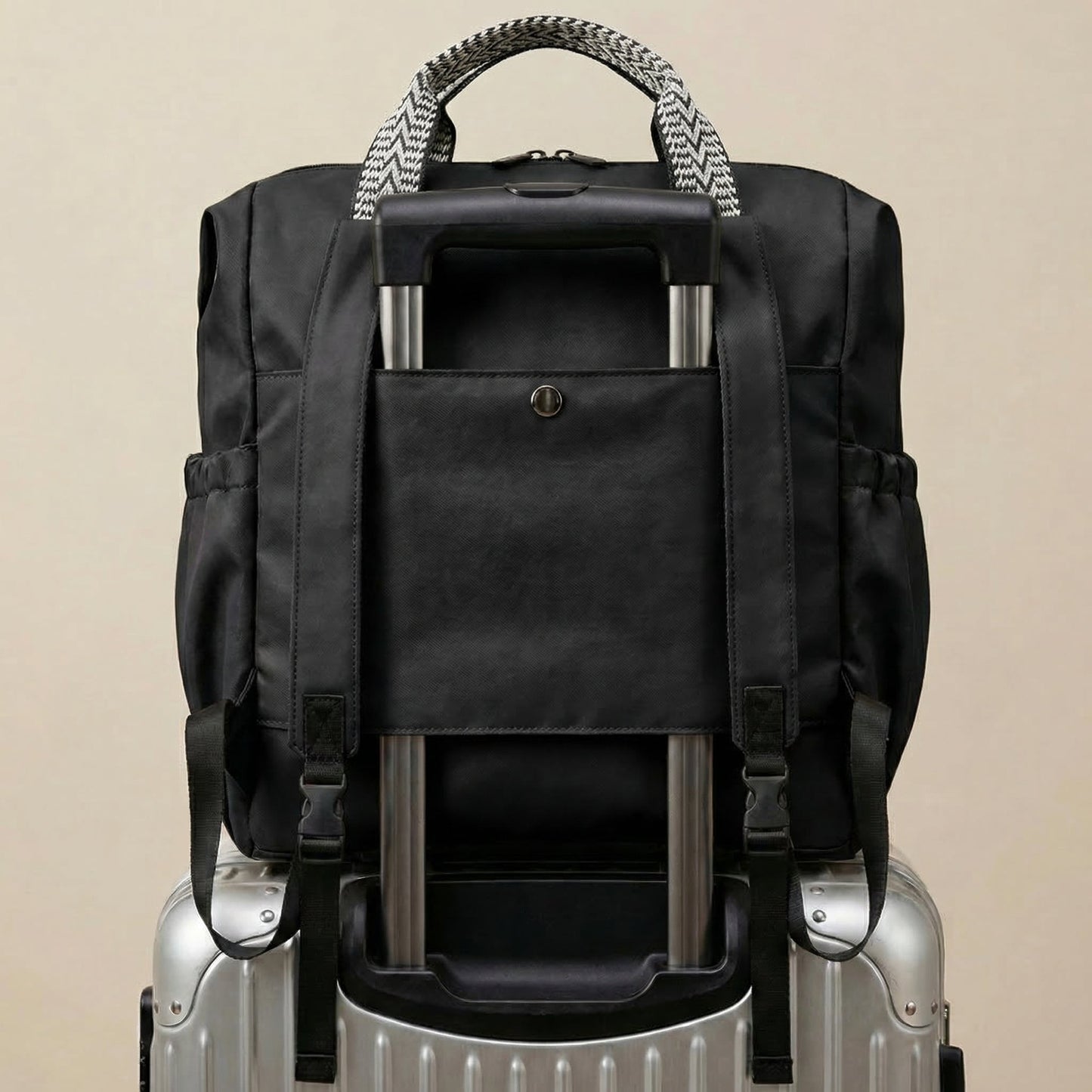 Nylon Travel Tote Bag with 15 Pockets - Water-Resistant Design