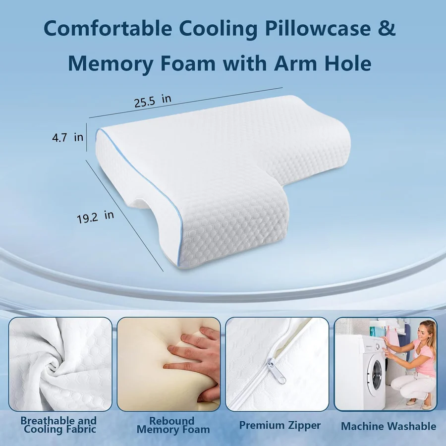 Couples' Memory Foam Pillow with Arm Tunnel – Side Sleeper Comfort