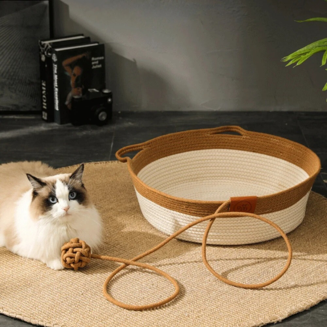 Cozy Handcrafted Cotton Rope Cat Sleeping Bed – Chic and Relaxing