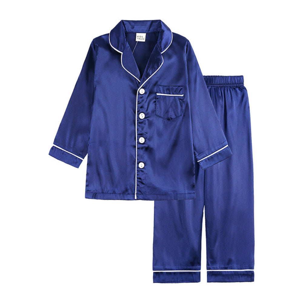 Comfortable Kids' Pajama Set - Elastic Waist Pants and Button-Up Shirt