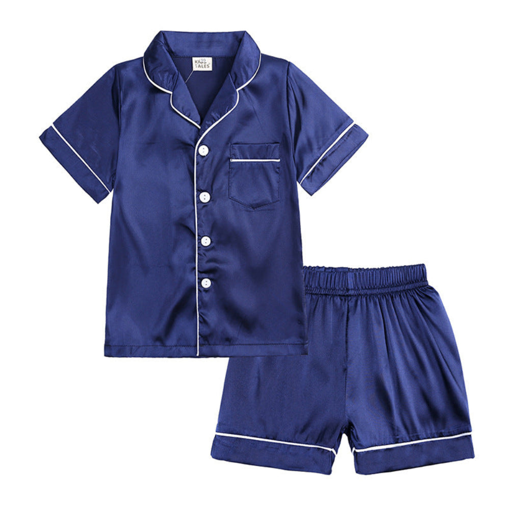 Comfortable Kids' Pajama Set - Elastic Waist Pants and Button-Up Shirt