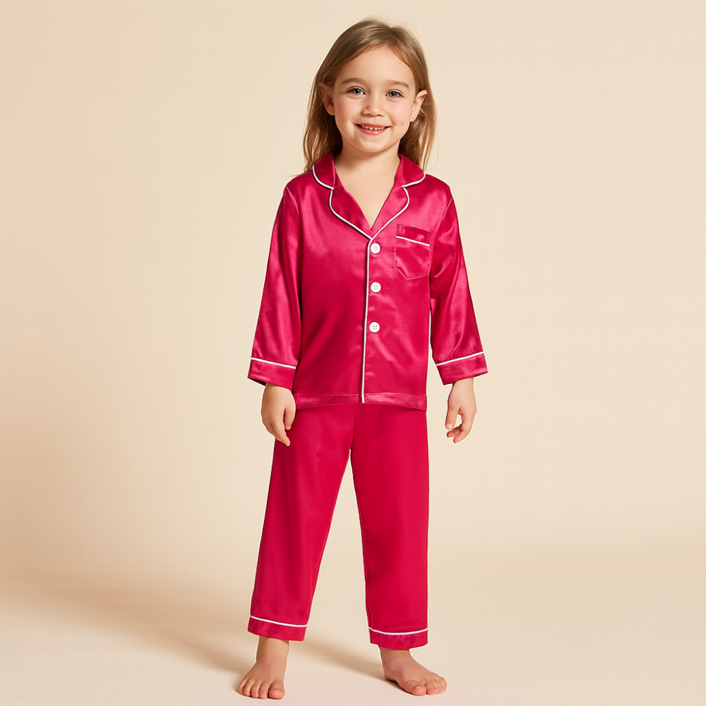 Comfortable Kids' Pajama Set - Elastic Waist Pants and Button-Up Shirt